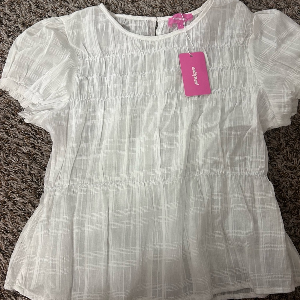 Edikted White Textured Blouse